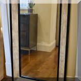 DM03. Lillian August shagreen leather edged mirror. 84”h x 28”w  